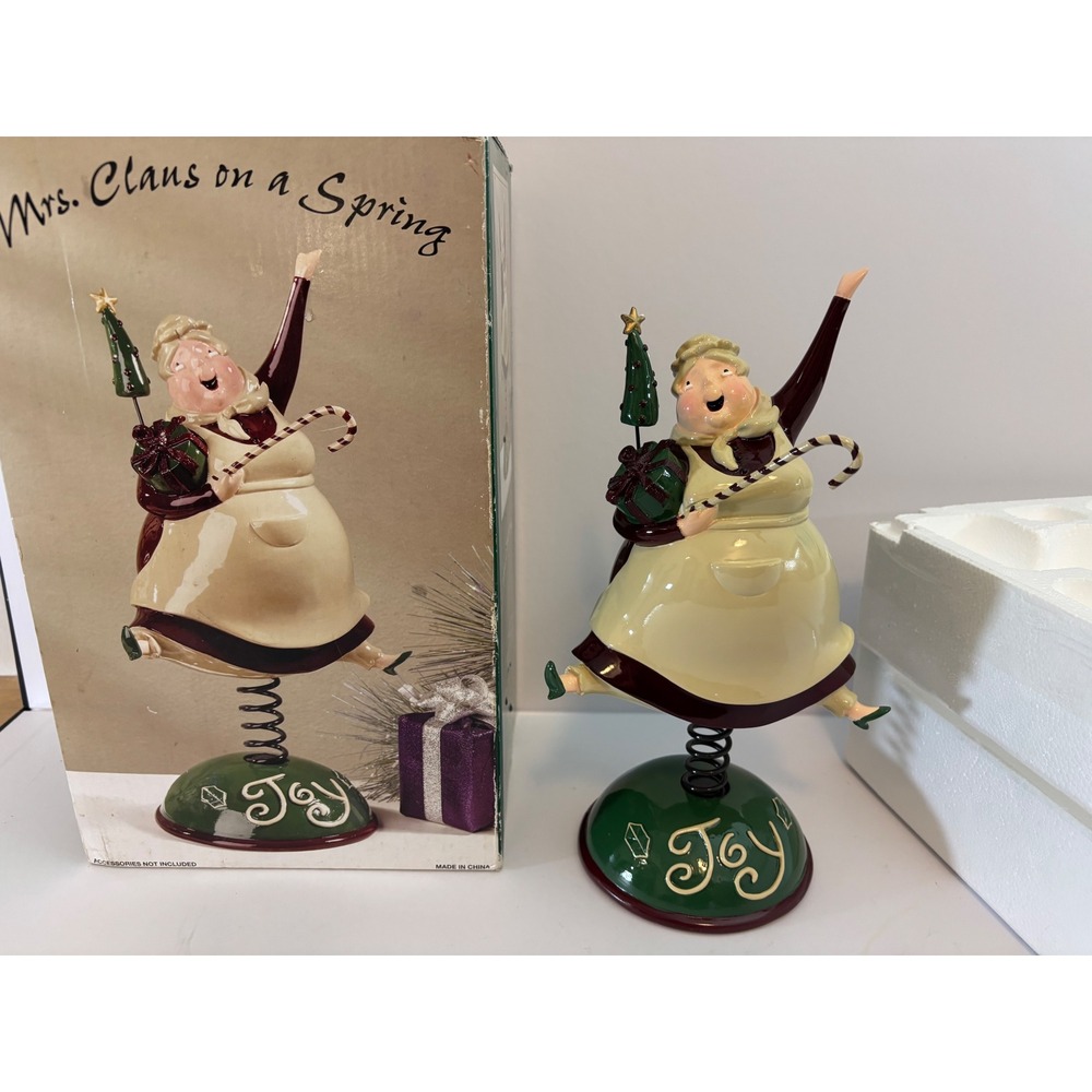 Mrs. Claus on a Spring Christmas Figurine Joy Base Bobble Head Holiday Decor